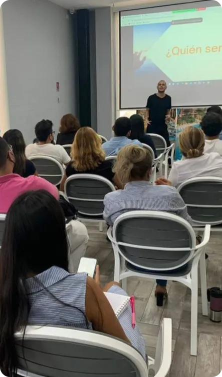 A conference room full of people